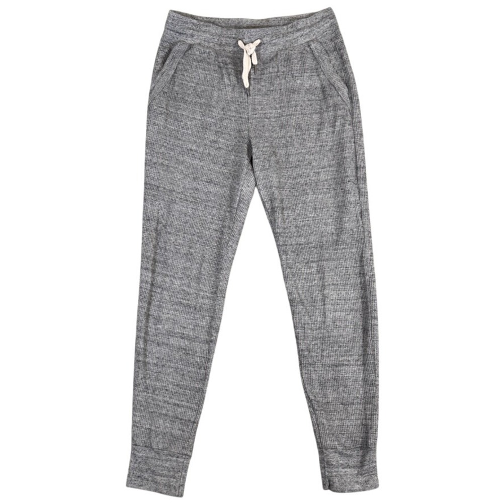 Splendid Gray Waffle Knit Joggers Drawstring Thermal Lounge Pants Heathered